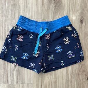 Patagonia Navy Patterned Swim Shorts EUC BOYS SIZE SMALL
